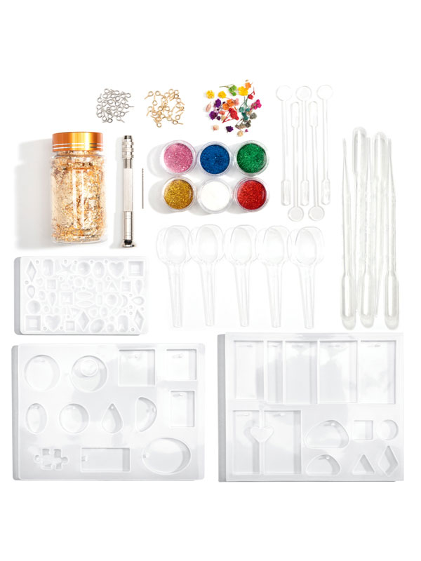 DIY Resin Jewelry Making Kit with Findings, Molds, Tools, and Glitter
